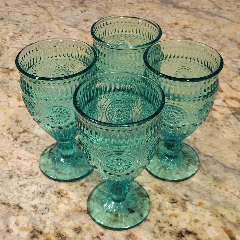 Set of 4 (Turquoise) Pioneer Woman Goblets